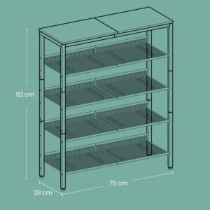 VASAGLE shoe rack with 5 levels in industrial style