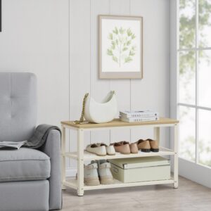 VASAGLE shoe bench with 2 mesh shelves, shoe rack, 30 x 73 x 45 cm