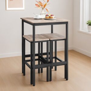 VASAGLE Spisebord med 2 stole, barbord med barstole, til spisestuen
