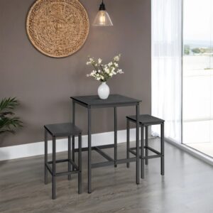 VASAGLE Bartisch med 2 stolar för kök ebenholts-svart-bläck-svart
