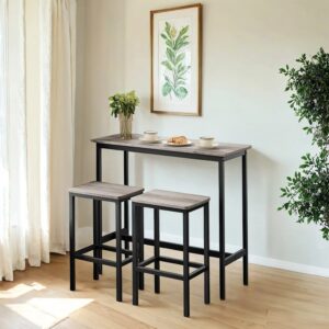VASAGLE ståbord med 2 stolar, barbord med barstolar, matgrupp
