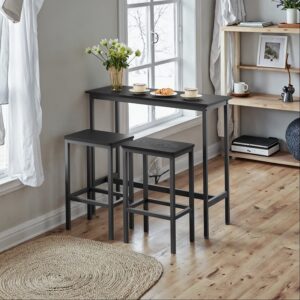 VASAGLE Spisestue, barbord med 2 barstole, st?ende bord med stolss?t