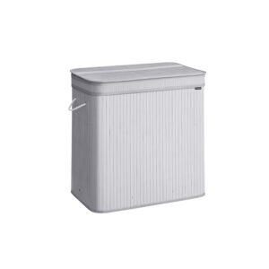 SONGMICS Laundry Basket with Bamboo Lid 150 Liters Dove Gray