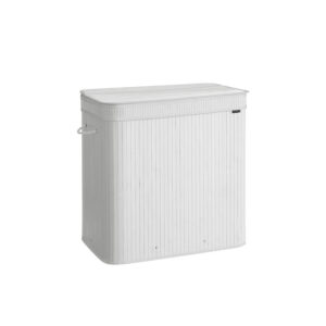 SONGMICS Laundry Basket with Bamboo Lid 150 Liters Cloud White