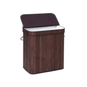 SONGMICS laundry basket with lid made of bamboo, brown