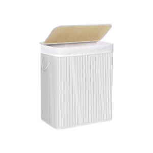SONGMICS Bamboo Laundry Basket White