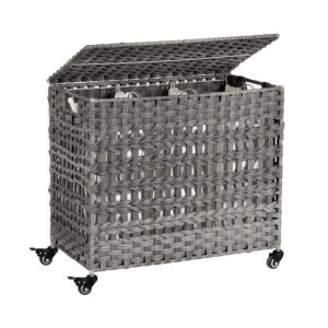 SONGMICS h?ndflettet vasket?jskurv med 3 rum