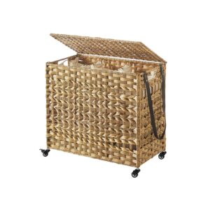 SONGMICS h?ndflettet vasket?jskurv i naturfarve