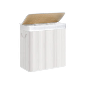 SONGMICS laundry basket with 3 compartments, natural color