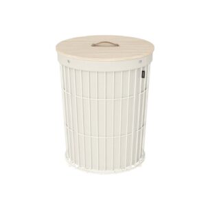 SONGMICS laundry basket with lid, large capacity, cream white