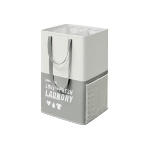 SONGMICS laundry basket with 2 compartments, light gray