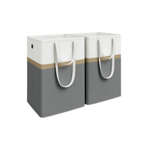 SONGMICS laundry basket 2-piece set 110 L with handles slate gray