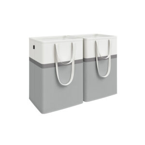 SONGMICS laundry basket set of 2, 110 L, with handles, dove gray