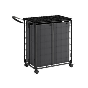 SONGMICS Laundry Basket 110 L with Lid Ink Black-Slate Gray