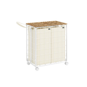 SONGMICS laundry basket with 2 inner bags natural beige-cream white