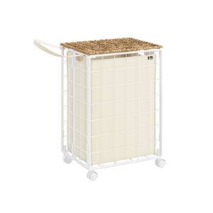 SONGMICS laundry collector with casters and laundry bag, natural beige and cream white