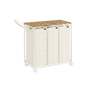 SONGMICS laundry collector with wheels, natural beige-cream white