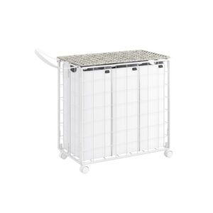 SONGMICS laundry collector with casters, cloud white