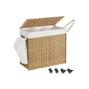 SONGMICS laundry basket with removable lid, natural color