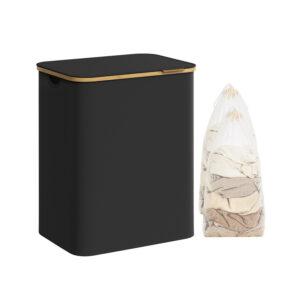 SONGMICS laundry basket 2 compartments with lid ink black