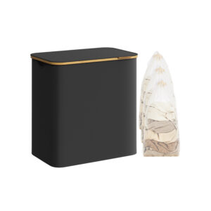 SONGMICS laundry basket 3 compartments with bamboo handles ink black