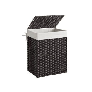 SONGMICS laundry basket made of poly rattan, black