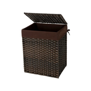 SONGMICS Laundry Basket Poly Rattan 90 L Brown