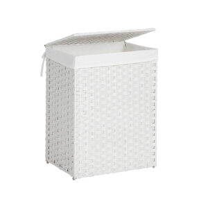 SONGMICS Poly Rattan Laundry Basket White