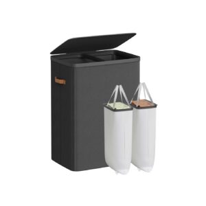 SONGMICS laundry basket 170 L with 2 compartments 56 x 40 x 75 cm ink black