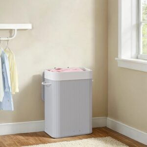 SONGMICS Laundry Basket with Lid, 72 L, Bamboo Laundry Collector