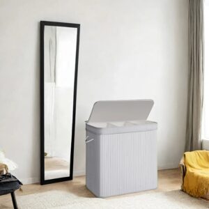 SONGMICS laundry basket with bamboo lid, 150 liters, dove gray