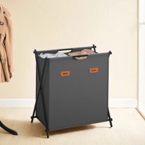 SONGMICS laundry basket 115 liters with 2 compartments slate gray