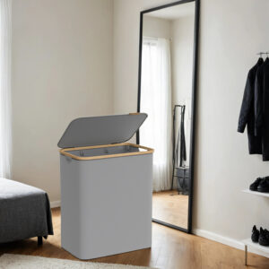 SONGMICS laundry basket 3 compartments, laundry collector with lid, 150 L