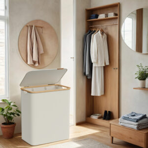 SONGMICS laundry basket 3 compartments, laundry collector with lid, 150 L