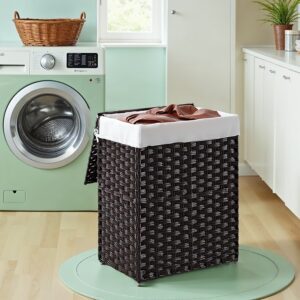 SONGMICS laundry basket made of poly rattan, black