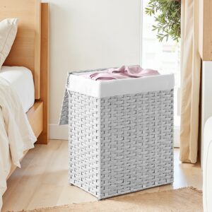 SONGMICS Poly Rattan Laundry Basket, White