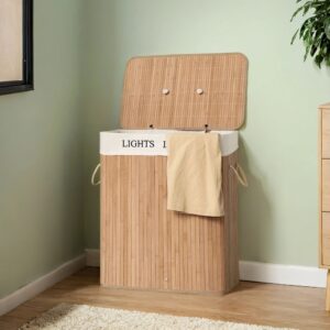 SONGMICS Bamboo Laundry Basket 100 L