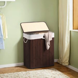 SONGMICS Laundry Basket 2 Compartments, 100 L Laundry Collector with Lid, with Handles
