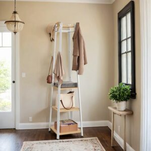 VASAGLE vaatekaappi, vaateripustin, vaatekaappi 4 hyllyllä