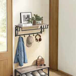 VASAGLE wall coat rack with 5 hooks