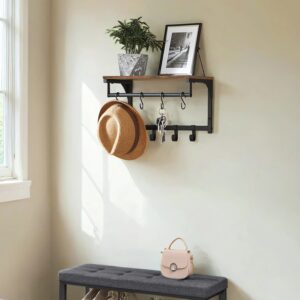VASAGLE wall coat rack, coat rack, with 8 hooks and shelf