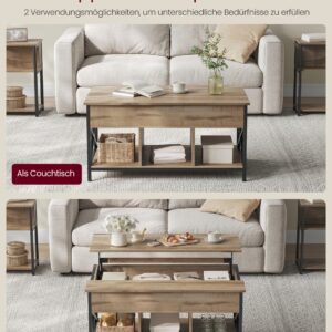 VASAGLE soffbord höjbart kamelbrunt-svart