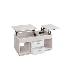 VASAGLE soffbord med 2 lådor och fack havregrynbeige