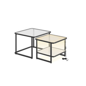 VASAGLE soffbord 2-pack med LED-belysning molnvit-bläck svart