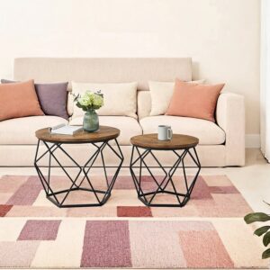 VASAGLE soffbord 2-pack, vardagsrumsbord runt, sidobord modernt