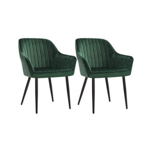SONGMICS Dining Chairs, Set of 2, Green-Black