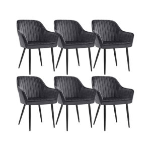 SONGMICS Dining Chairs 6-Piece Set with Metal Legs Gray