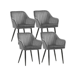 SONGMICS Dining Chairs, Set of 4, Light Gray