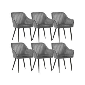 SONGMICS Dining Chairs 6-Piece Set with Velvet Cover Light Gray