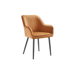 SONGMICS Dining Chair with Armrests Caramel Brown-Ink Black